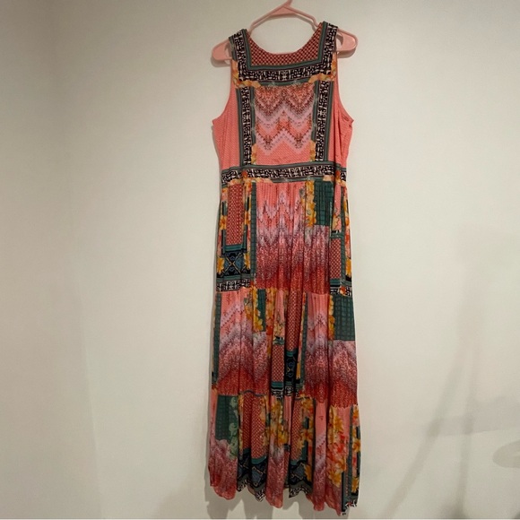 NWT Anthro Maxi Sleeveless Dress Size 12 Boho Patchwork Floral Wedding Summer - Picture 2 of 5